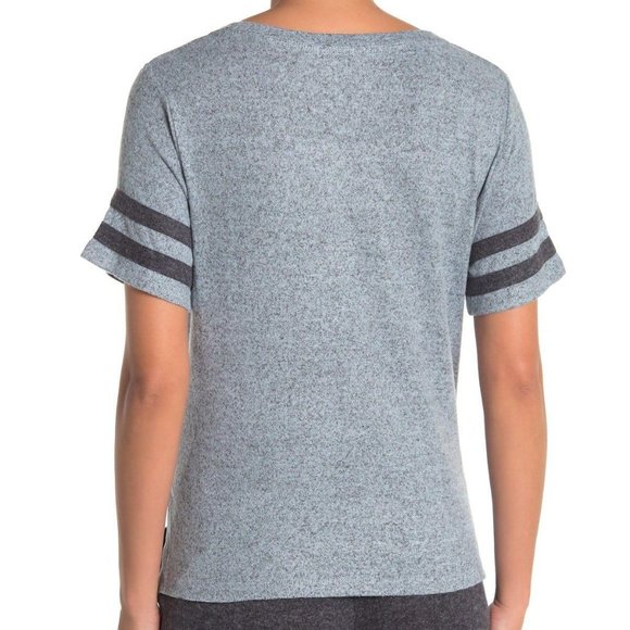 Splendid Striped Sleeve Plush Knit Pajama Top - Picture 2 of 4